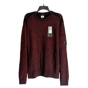 C.P. Company Fleece Knit Crew Neck Jumper Sweater in Red Black Size 50 NWT $285
